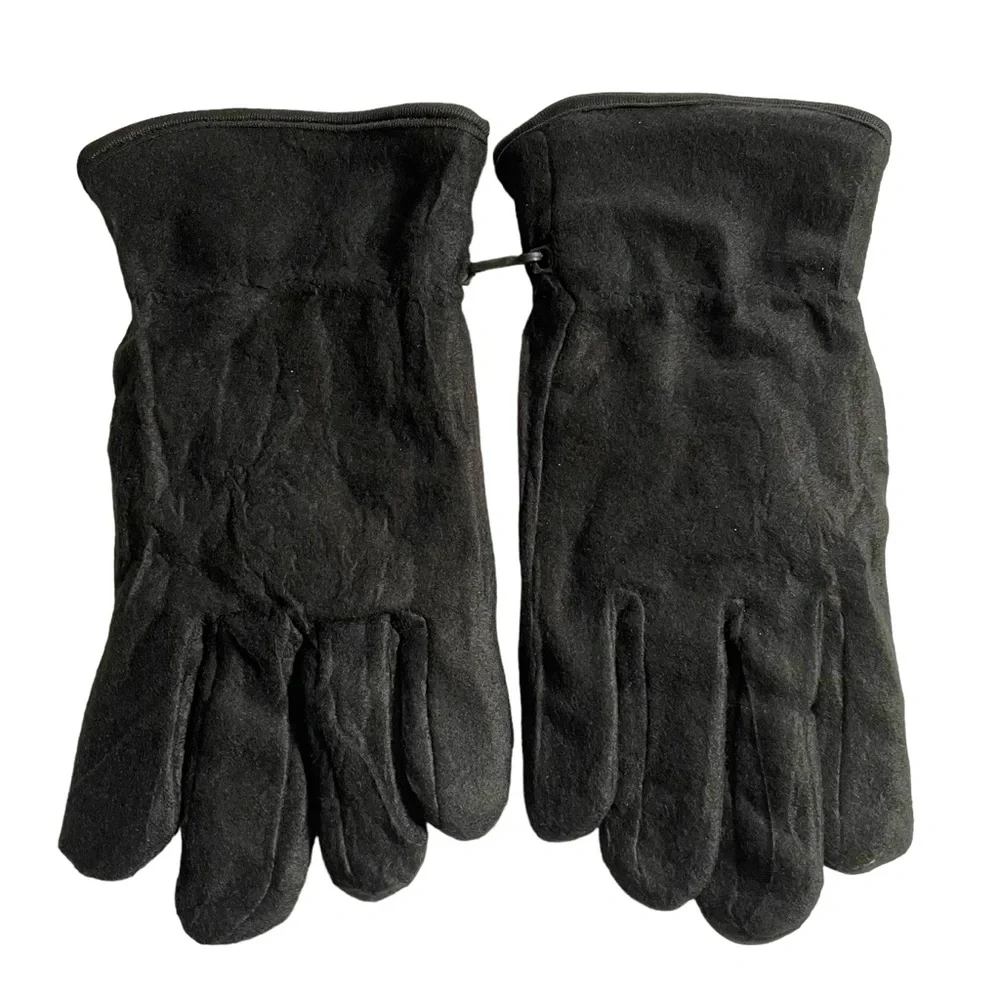 Unisex Women's Men's Fleece Winter Gloves Lined Black
